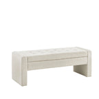 Banc de rangement crème à fermeture douce avec siège rembourré