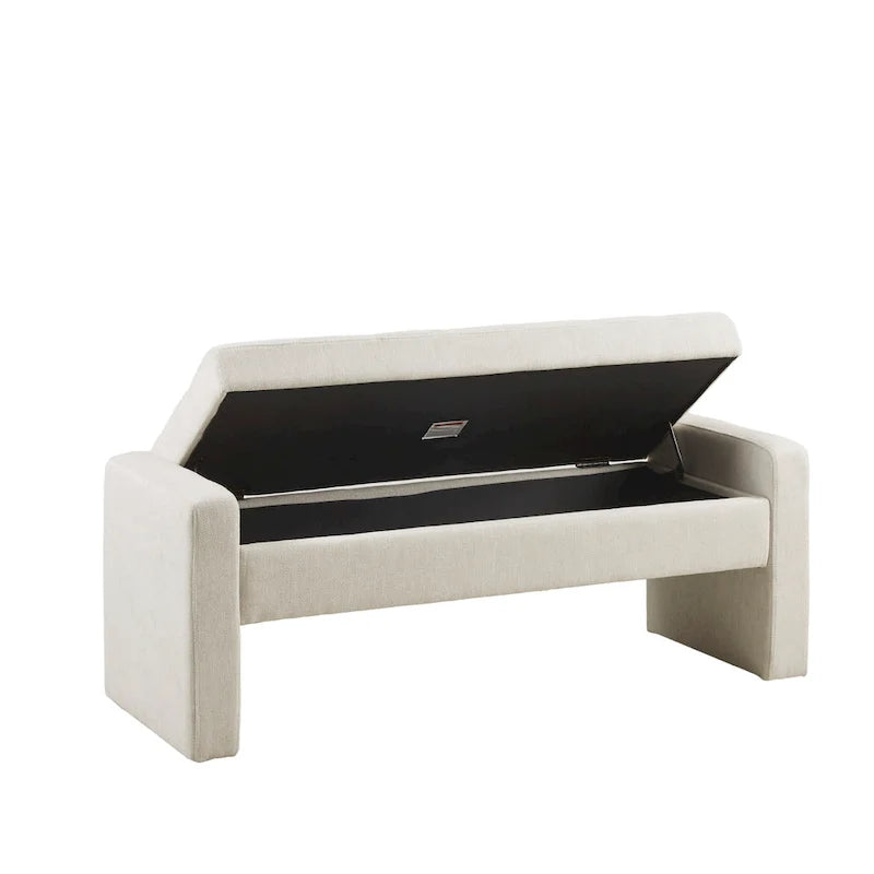 Banc de rangement crème à fermeture douce avec siège rembourré