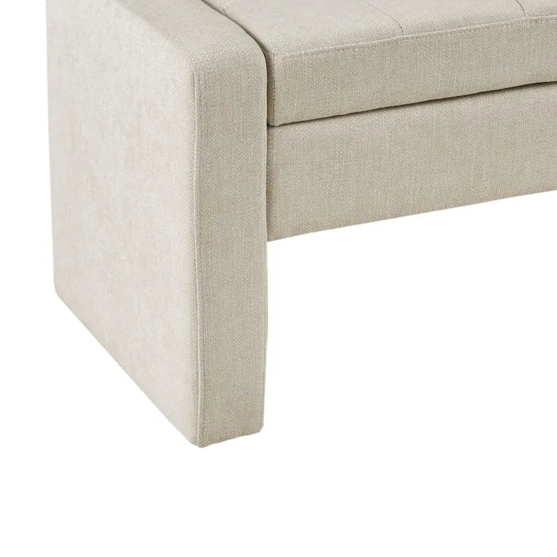 Banc de rangement crème à fermeture douce avec siège rembourré