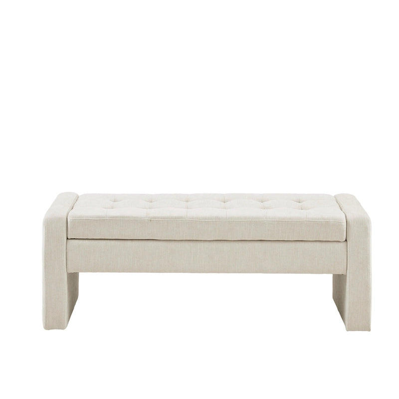 Banc de rangement crème à fermeture douce avec siège rembourré