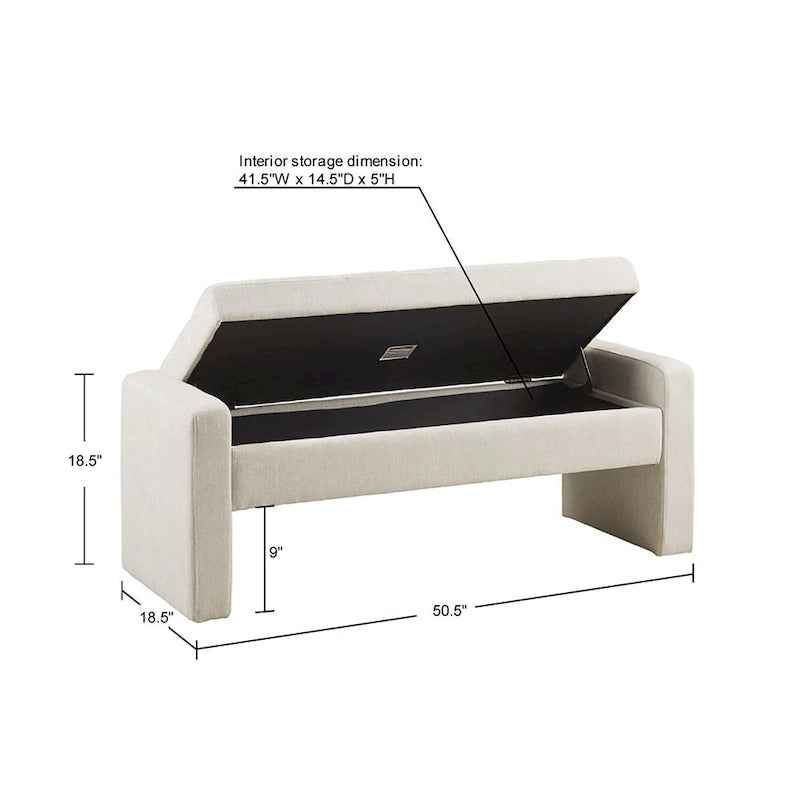 Banc de rangement crème à fermeture douce avec siège rembourré