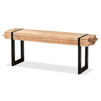 Banc en bois brun naturel et métal noir