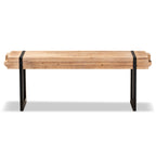 Banc en bois brun naturel et métal noir