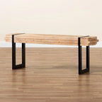 Banc en bois brun naturel et métal noir
