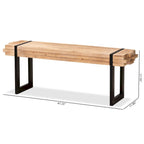 Banc en bois brun naturel et métal noir