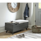 Banc de rangement gris avec espace de rangement caché - 39 po L x 19 po P x 17 po H