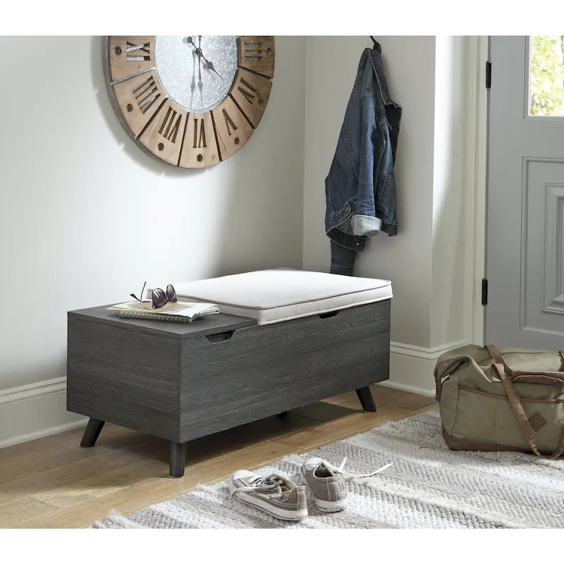 Banc de rangement gris avec espace de rangement caché - 39 po L x 19 po P x 17 po H