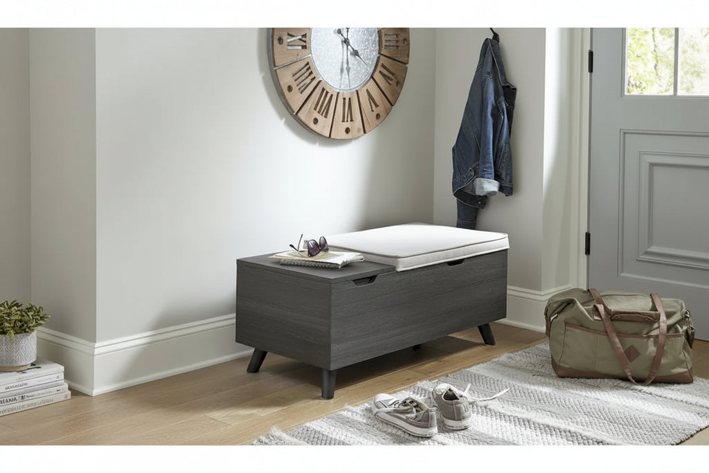 Ashley Furniture Yarlow Gray Storage Bench - 39W x 19D x 17H