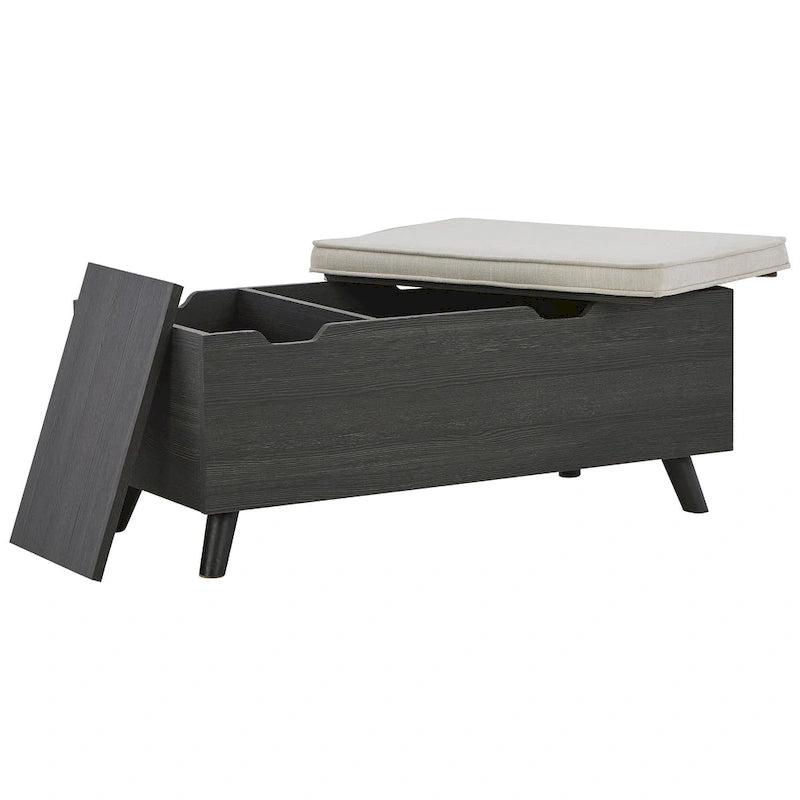 Banc de rangement gris avec espace de rangement caché - 39 po L x 19 po P x 17 po H