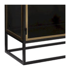 Bahut à 2 portes en fer et verre de 91 cm, bronze et laiton