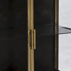 Bahut à 2 portes en fer et verre de 91 cm, bronze et laiton