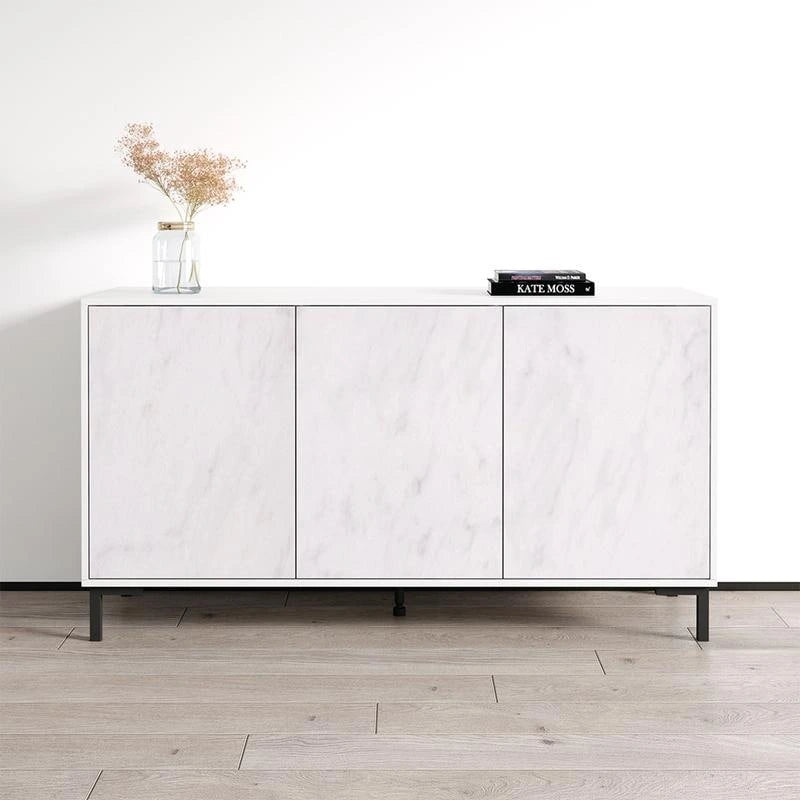 Buffet de 150 cm aspect marbre avec rangement