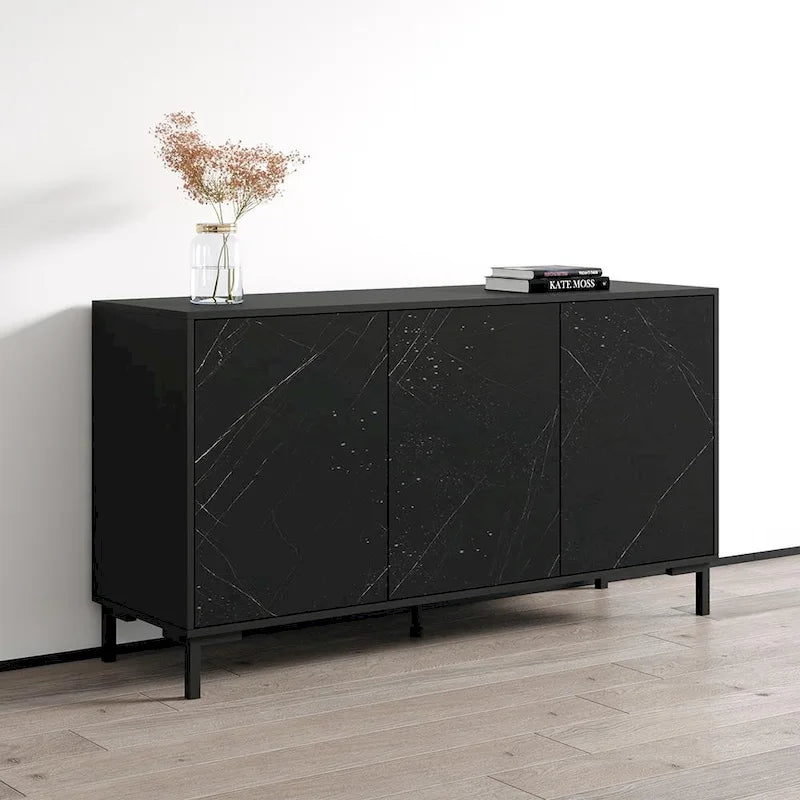 Buffet de 150 cm aspect marbre avec rangement
