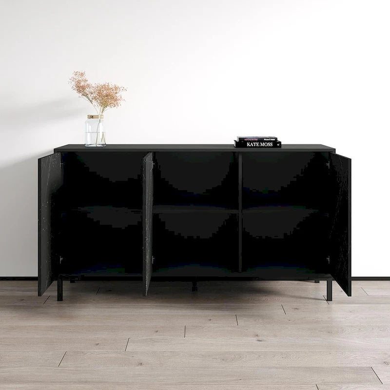 Buffet de 150 cm aspect marbre avec rangement