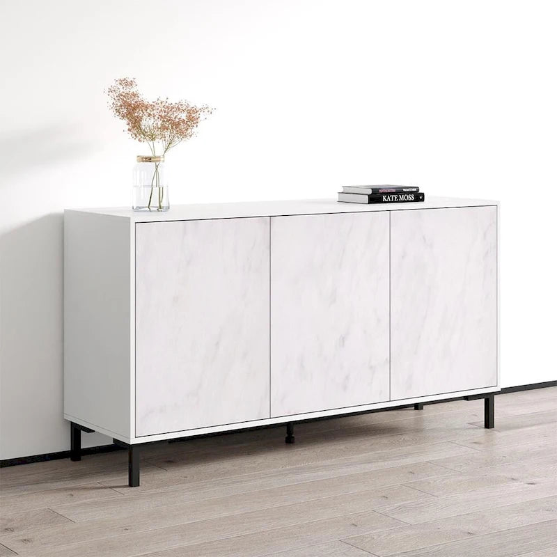 Buffet de 150 cm aspect marbre avec rangement