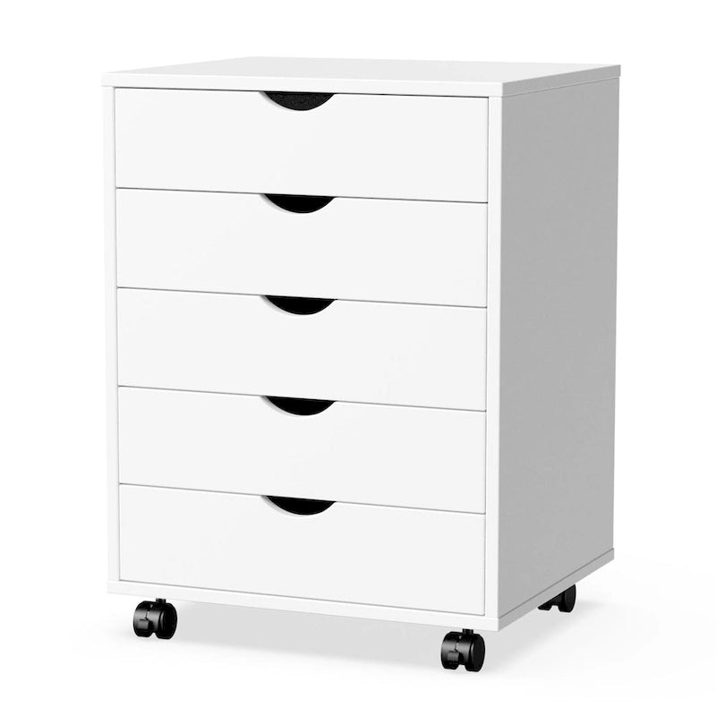 Meuble Classeur en Bois à 5 Tiroirs sur Roulettes