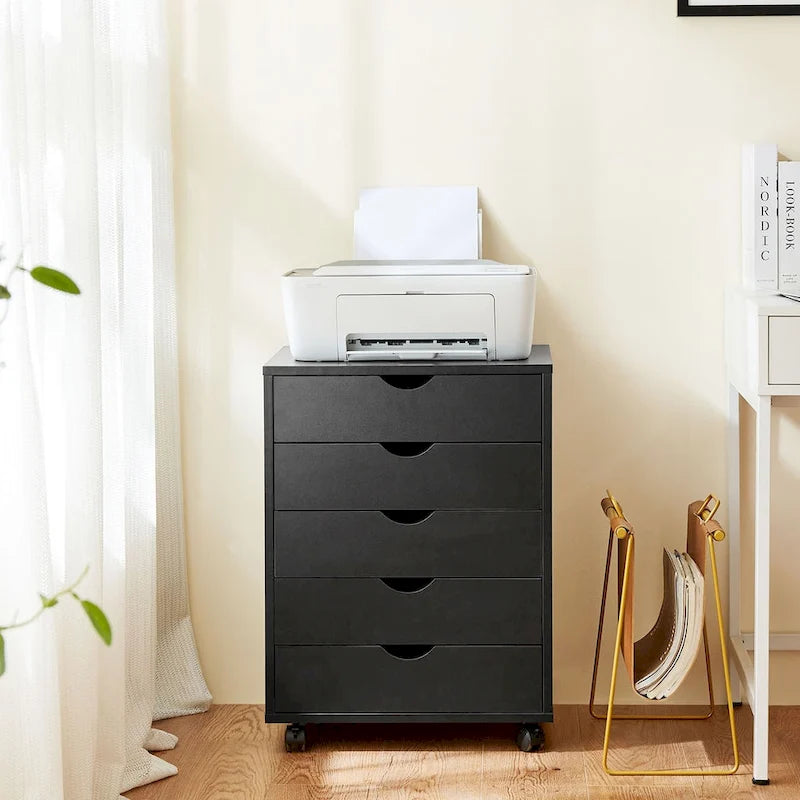 Meuble Classeur en Bois à 5 Tiroirs sur Roulettes
