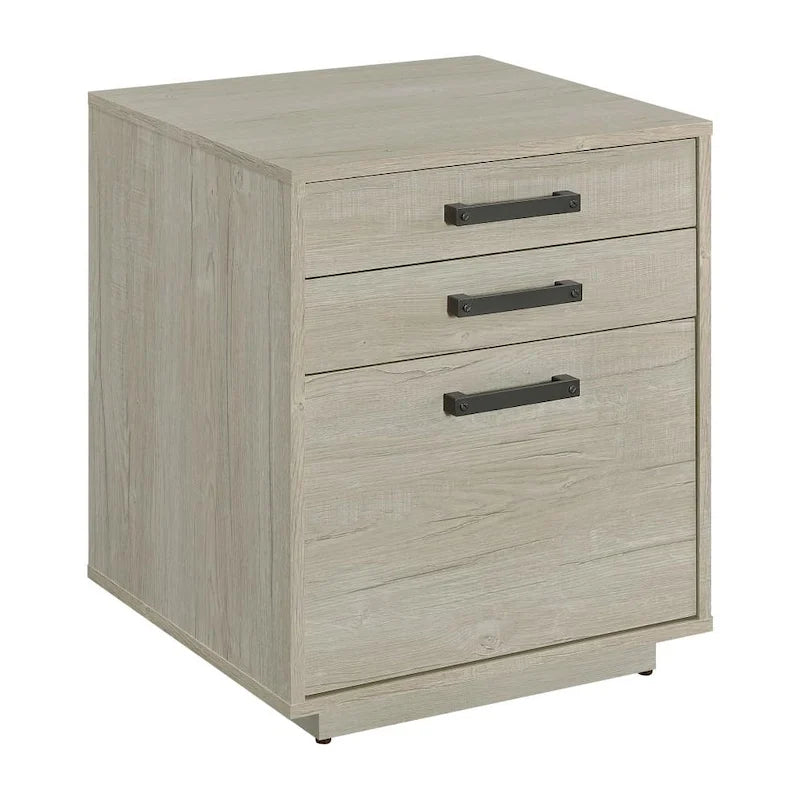 Classeur en bois gris délavé et noir