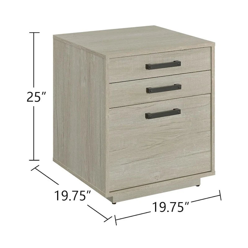 Classeur en bois gris délavé et noir