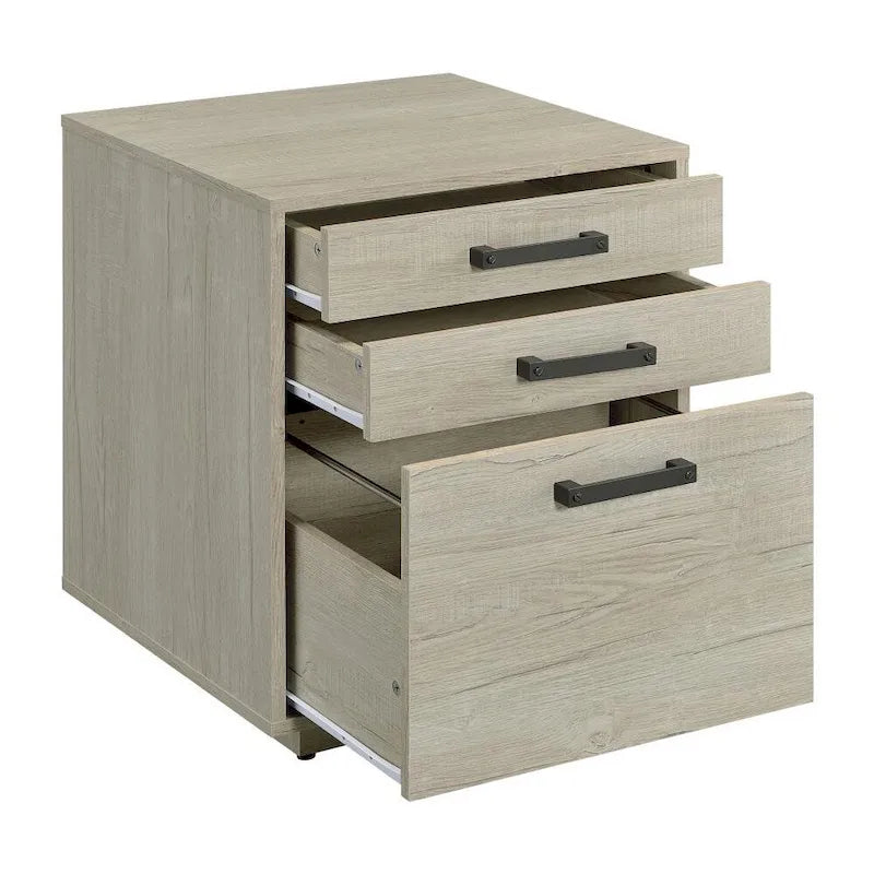 Classeur en bois gris délavé et noir