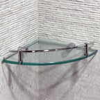 Étagère d'angle en verre avec barrière en laiton massif chromé