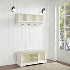 Ensemble de banc et étagère d'entrée en bois blanc, 2 pièces - 41,5 po L x 18,25 po H x 15 po P