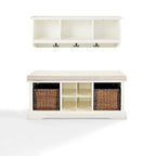 Ensemble de banc et étagère d'entrée en bois blanc, 2 pièces - 41,5 po L x 18,25 po H x 15 po P