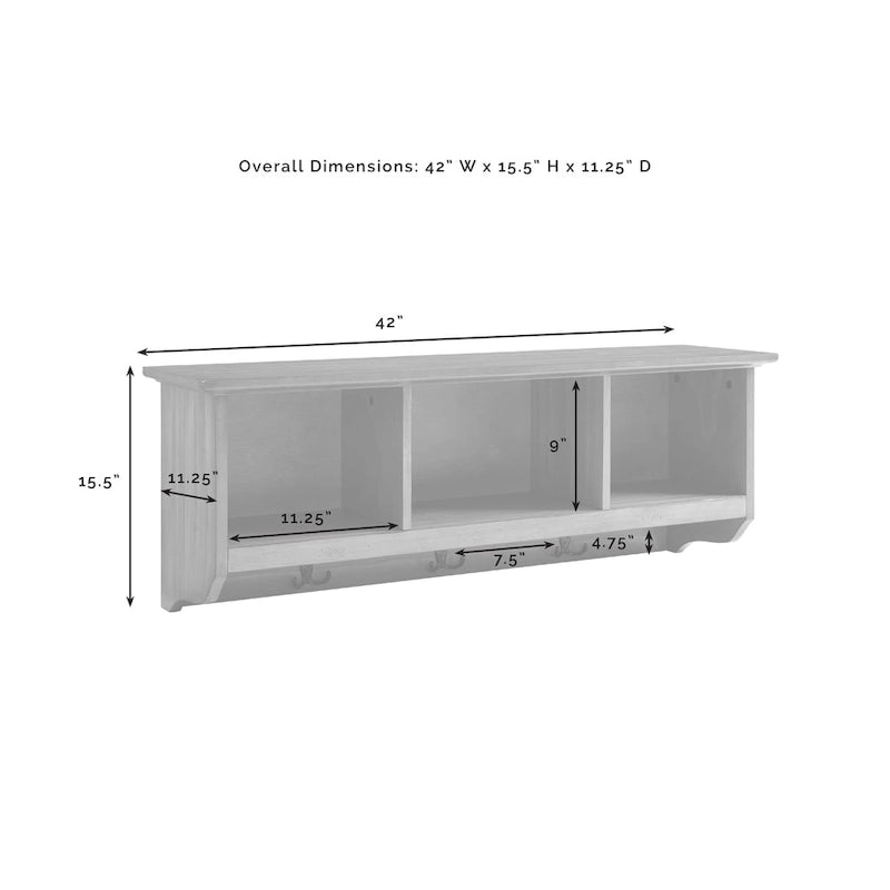 Ensemble de banc et étagère d'entrée en bois blanc, 2 pièces - 41,5 po L x 18,25 po H x 15 po P
