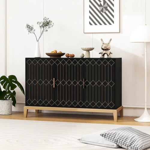 Armoire de rangement à 3 portes, buffet avec étagère réglable