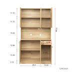 Armoire haute et meuble de cuisine de 179,90 cm, avec 6 portes, 1 étagère ouverte et 1 tiroir pour chambre à coucher