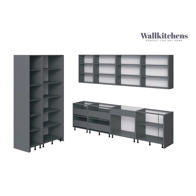 Ensemble de meubles de cuisine bas blancs mats, 3,05 m de large (123x50)