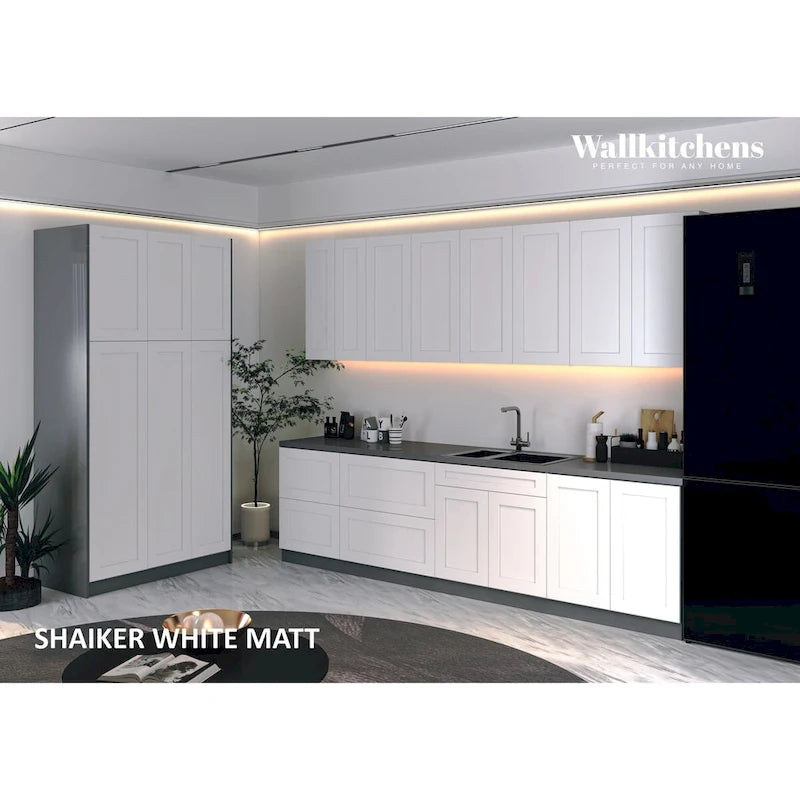 Ensemble de meubles de cuisine bas blancs mats, 3,05 m de large (123x50)