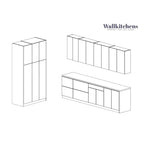 Ensemble de meubles de cuisine bas blancs mats, 3,05 m de large (123x50)
