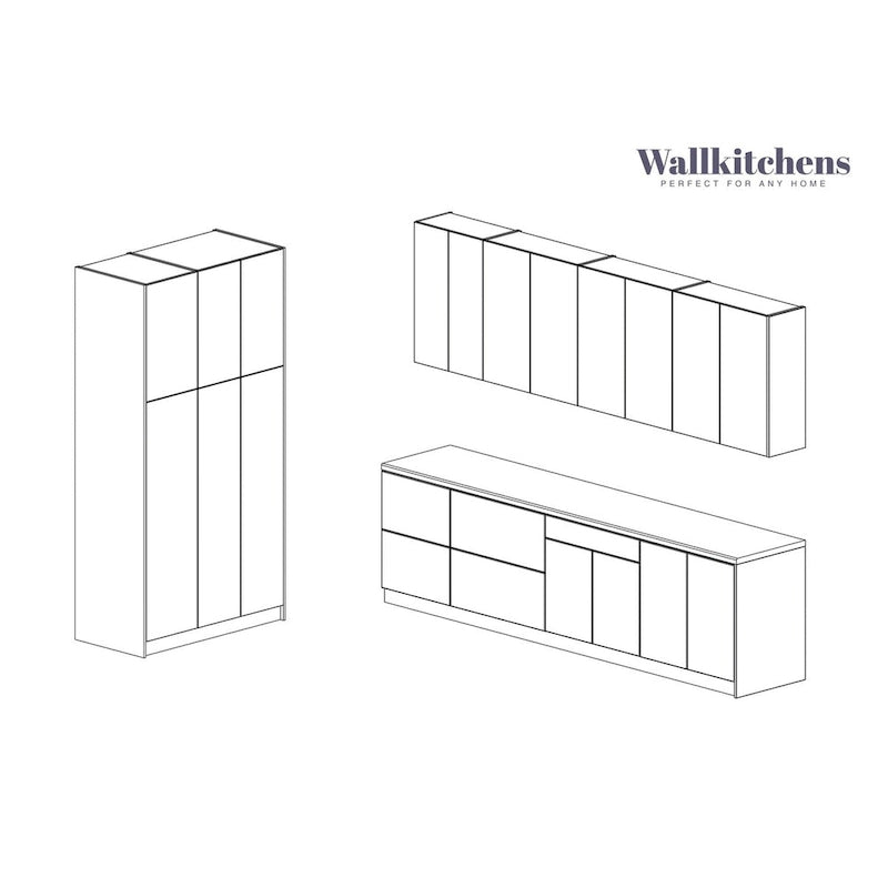 Ensemble de meubles de cuisine bas blancs mats, 3,05 m de large (123x50)