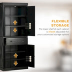 Armoire de cuisine autoportante à 4 portes avec 6 étagères et 1 tiroir
