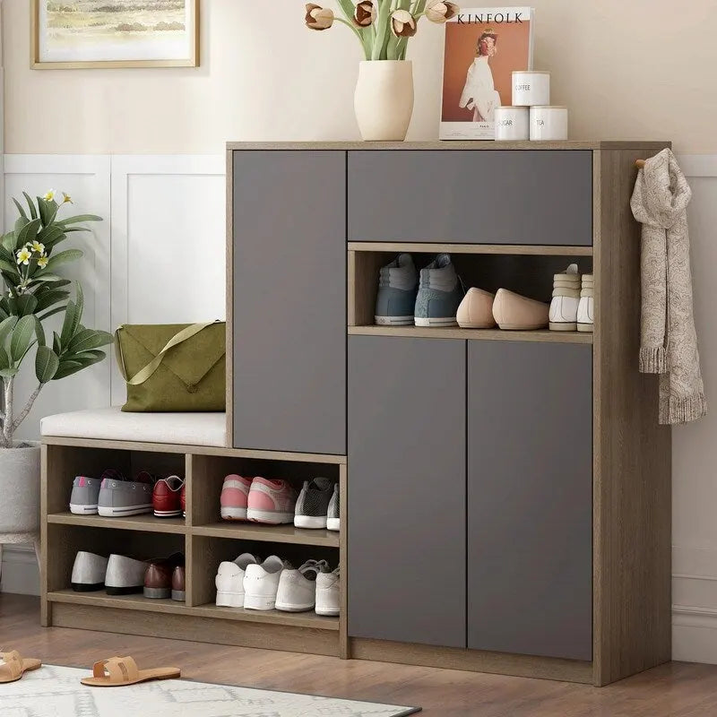 Banc à chaussures multifonctionnel avec siège rembourré