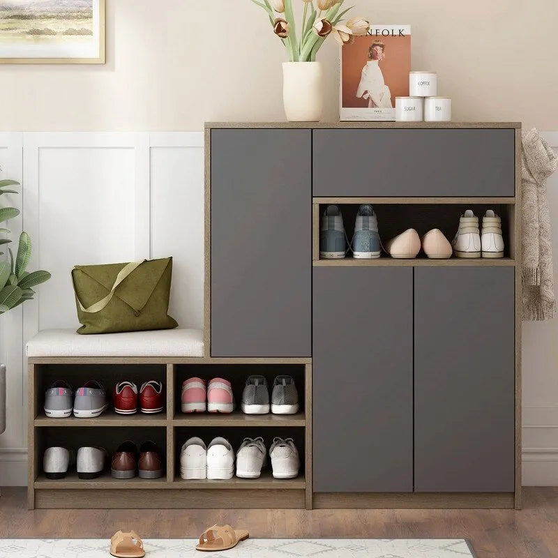Banc à chaussures multifonctionnel avec siège rembourré