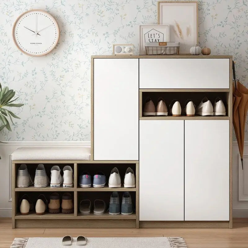 Banc à chaussures multifonctionnel avec siège rembourré