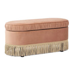 Banc de rangement ottoman ovale ruché de 38 po avec franges à pompons