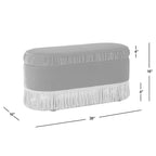 Banc de rangement ottoman ovale ruché de 38 po avec franges à pompons