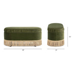 Banc de rangement ottoman ovale ruché de 38 po avec franges à pompons