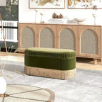Banc de rangement ottoman ovale ruché de 38 po avec franges à pompons
