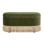 Banc de rangement ottoman ovale ruché de 38 po avec franges à pompons