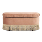 Banc de rangement ottoman ovale ruché de 38 po avec franges à pompons