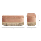 Banc de rangement ottoman ovale ruché de 38 po avec franges à pompons