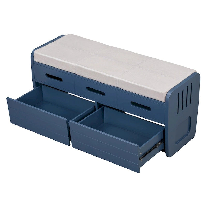 Banc de rangement rustique avec 2 tiroirs et espace de rangement dissimulé