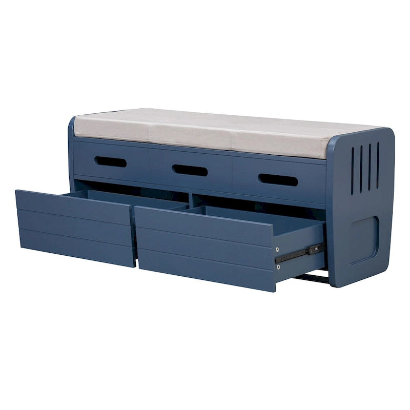 Banc de rangement rustique avec 2 tiroirs et espace de rangement dissimulé
