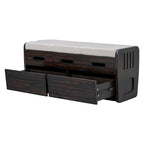 Banc de rangement rustique avec 2 tiroirs et espace de rangement dissimulé