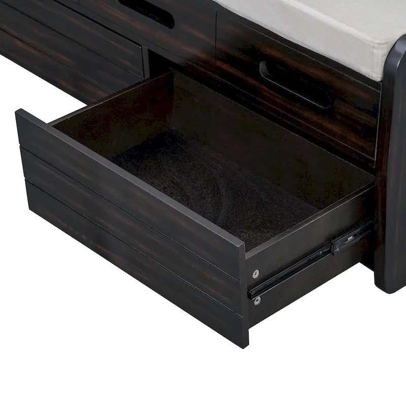 Banc de rangement rustique avec 2 tiroirs et espace de rangement dissimulé