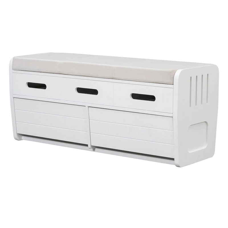 Banc de rangement rustique avec 2 tiroirs et espace de rangement dissimulé